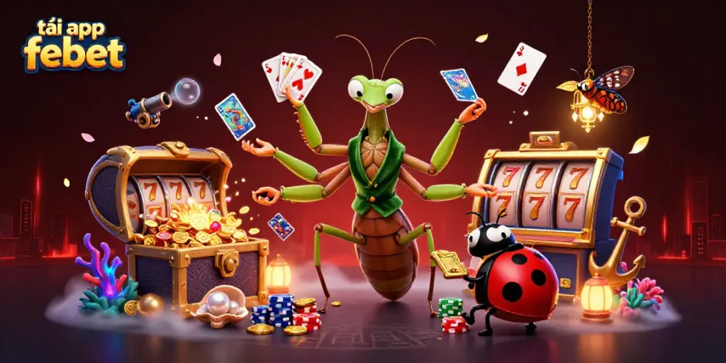 Experience the excitement of gambling with tải app febet in this vibrant, 3D casino scene