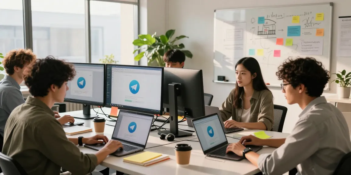 Download Telegram for seamless communication in a vibrant team collaboration space with technology.
