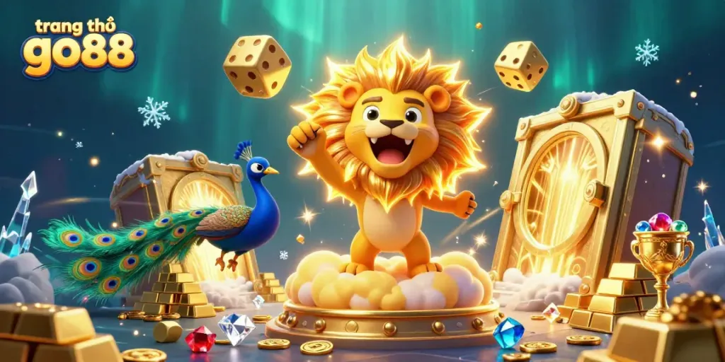 Experience the dynamic gaming action at trang chủ go88 with captivating 3D illustration featuring vibrant casino elements.