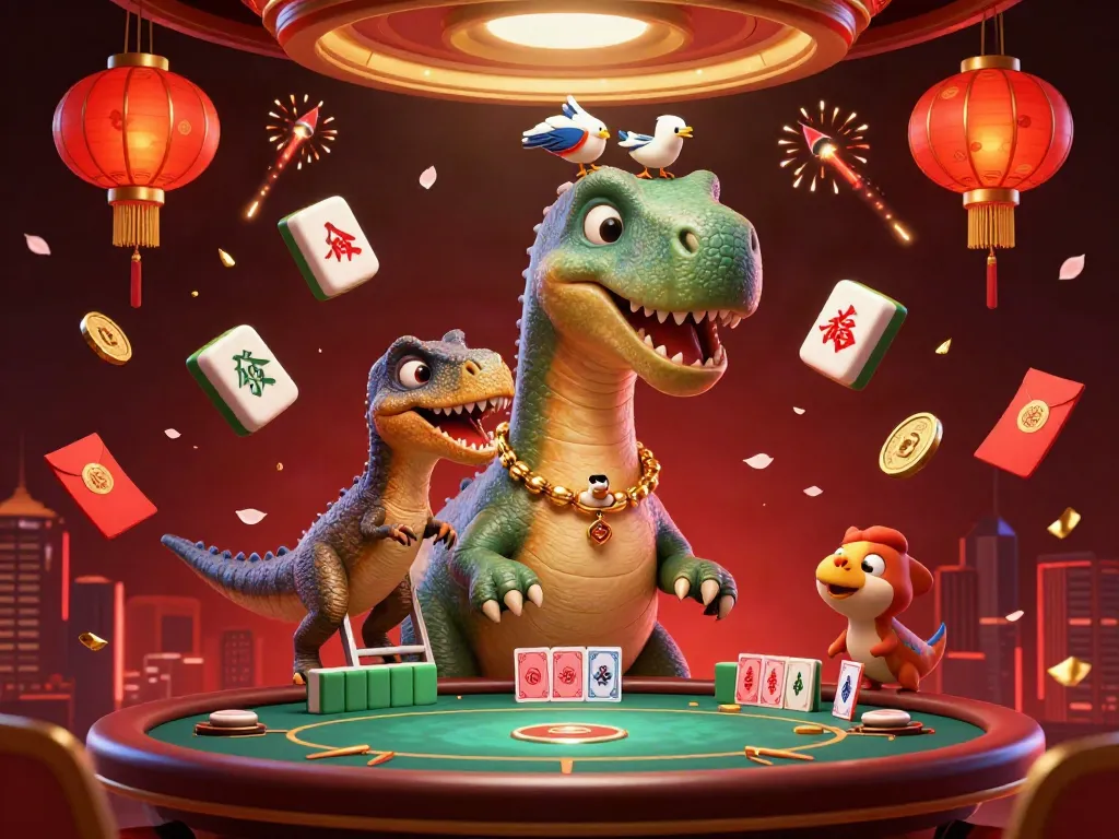 Engage in the HitClub spirit with a vibrant casino scene featuring a towering brontosaurus and clever raptor amidst lively game elements.